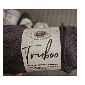 Lion Brand Truboo Slate Bamboo Yarn & Big Twist Peek-A-Boo Stripe Yarn‎ Lot
